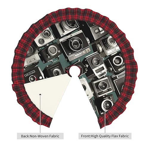 Tapis de sapin de Noël de 122 cm dentelle à carreaux imperméable rétro