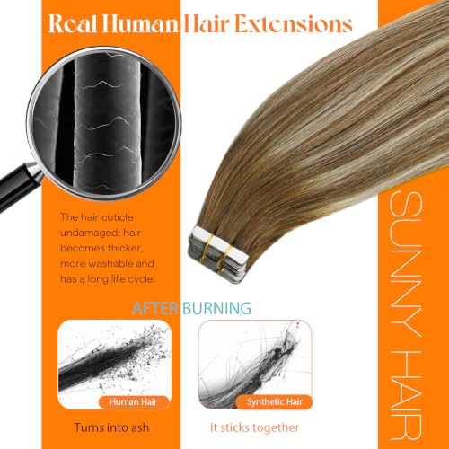 Image of Sunny Hair Human Hair Tape in Extensions Highlights 22 Inch for Weddings