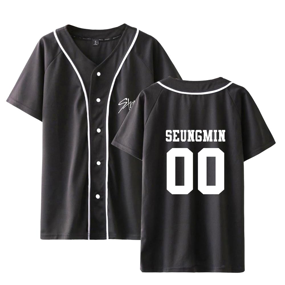 Maisley Seun_black Tshirt Kpop Yellow Wood Short-Sleeved Changbin Hyunjin Felix Seungmin Jeongin Jisung Minho Woojin Bangchan Tee Shirt Fashion Wild Color Straykids New Casual Baseball Uniform T-Shirt