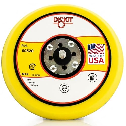 Diskit Core Series 6 Inch Replacement Sanding Pad, PSA, 5/16″-24 Male, Firm, Low Profile, 0 Holes