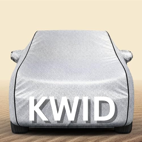 Image of 100% Waterproof Kwid Car Cover Heavy Duty - Premium Polyester Car Body Cover, All Weather Outdoor Protection, UV Resistant, Dustproof, Windproof, Heat Resistant, Scratch Resistant (Silver)