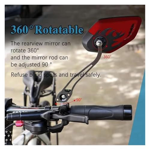 Espejos Retrovisores de Aluminio Macizo con Diseño de Llama para Manillar de Motocicleta 6