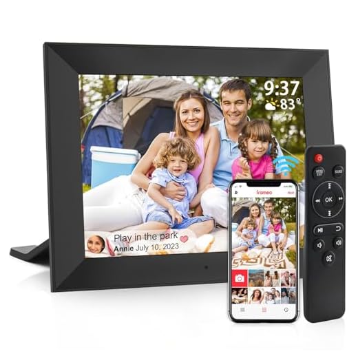 Frameo Digital Picture Frame WiFi - 10.1 Inch 32GB Digital Photo Frame Remote Control & OTG USB Cable 1280*800 IPS Touchscreen 16:10 Smart Picture Slideshow Share Photos Video Anywhere Load from Phone