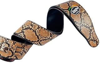 YUEKO Snake Pattern Soft PU Leather Guitar Strap with Picks for Electric Acoustic Bass Guitar Accessories Strap Red/yellow 2 Colors (Yellow)
