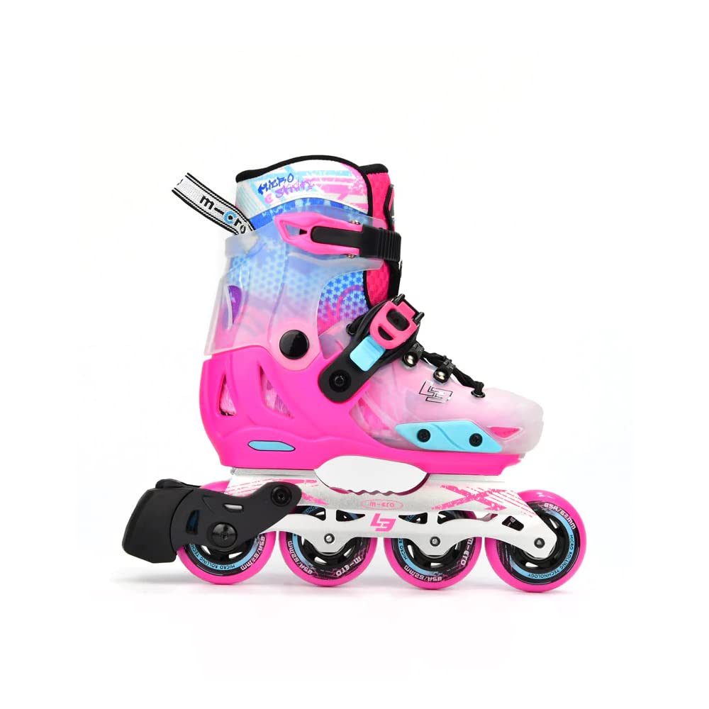 – Micro Discovery Pink Inline Skates with Brake Set for Kids (37-40) | Adjustable Inline Roller Skates for Boys & Girls | 7 to 14 Years Unisex Outdoor Skating Shoes