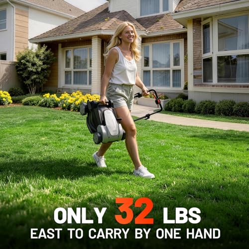 Image of Litheli 40V Lawn Mower Cordless 16 inch, Battery Lawn Mower with Brushless Motor, 6 Adjusrable Cutting Heights, 50L Collection Bag & Mulching, 2 x 5.0 Ah Batteries & Charger Included