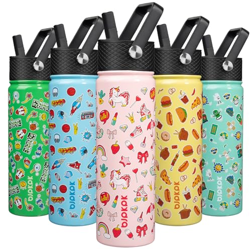 Image of BJPKPK Insulated Water Bottle, 22oz Stainless Steel with Straw Lid