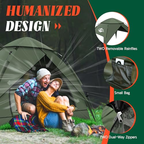 Purebox Pop Up Tents for Camping,2-3 Person Tent Easy Setup,Waterproof & Windproof Camping Tents, 60S Instant Double Layer Tent for Trekking, Family, Backpacking QBT64 の商品画像 7