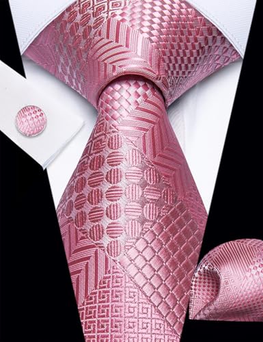Image of YourTies Striped Plaid Ties for Men Silk Formal Necktie Set