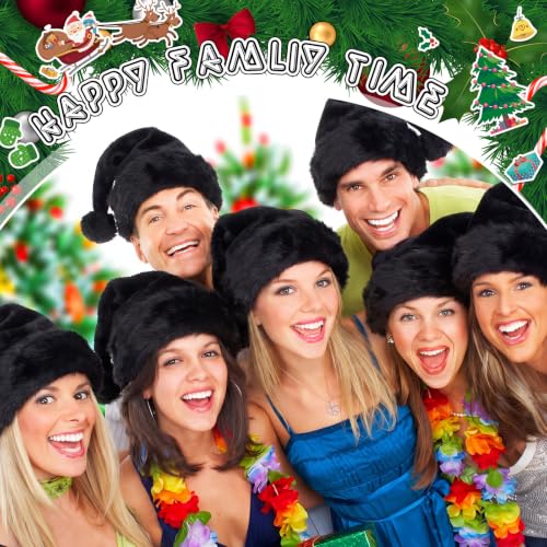 Image of Vicenpal 20 Pcs Santa Hats Bulk for Adults, Black, Classic
