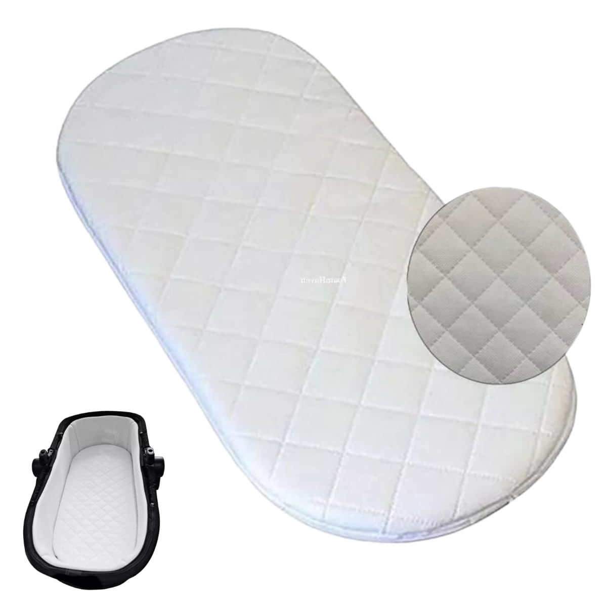 Extra Soft Moses Pram Basket Mattress Firm Foam Support with Removable Breathable Antibacterial Cover Fits 68 x 28 cm Newborn Baby Bed Comfort