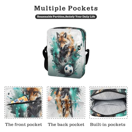 mens messenger bag crossbody mens crossbody bag small Casual Everyday Purse Adjustable Strap for School School- Football Fox Teal2