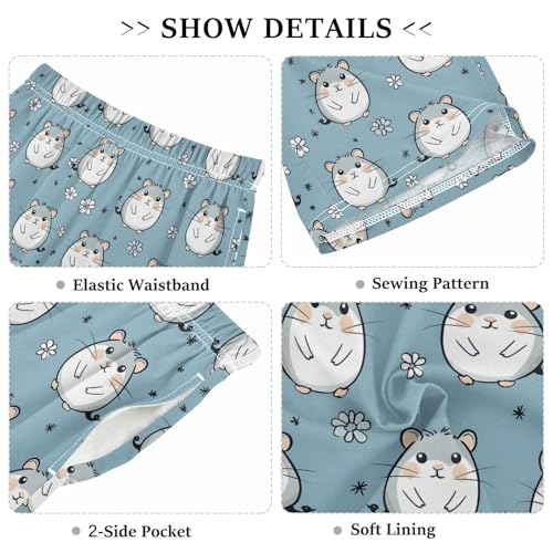 Hamster Pajama Pants Short Sleep Pants Pajama Bottoms Elastic Waist with Pockets 6-14 Years3