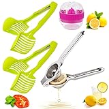 Exprimidor Limón Manual,Exprimidor Manual de Acero Inoxidable Para Frutas Cítricos Naranjas Exprimidor de Limón Portátil Con 2 Rodajas de Limón,Juego de 4 Piezas Exprimidor Limón Manual