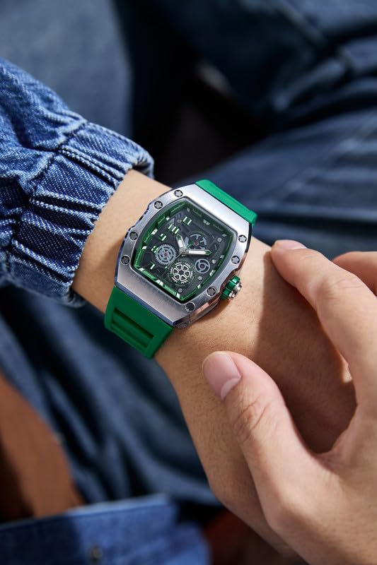 Image of Giordano Square Analog Casual Sporty Watch for Men - Mechanical-Inspired Design dial, Quartz Movement, Silicon Strap and Date Display Function - GZ-50150