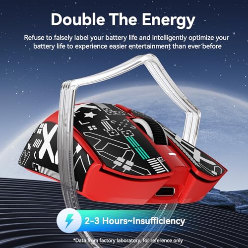 Image of MAMBASNAKE Attack Shark X1 Wireless Gaming Mouse with RGB Charging Dock,PAW3395 PRO Sensor 40K DPI,1KHz Polling Rate 53g Superlight Tri-Mode Computer Mice,5 Programmable Buttons for Win /MAC-Red&Tape