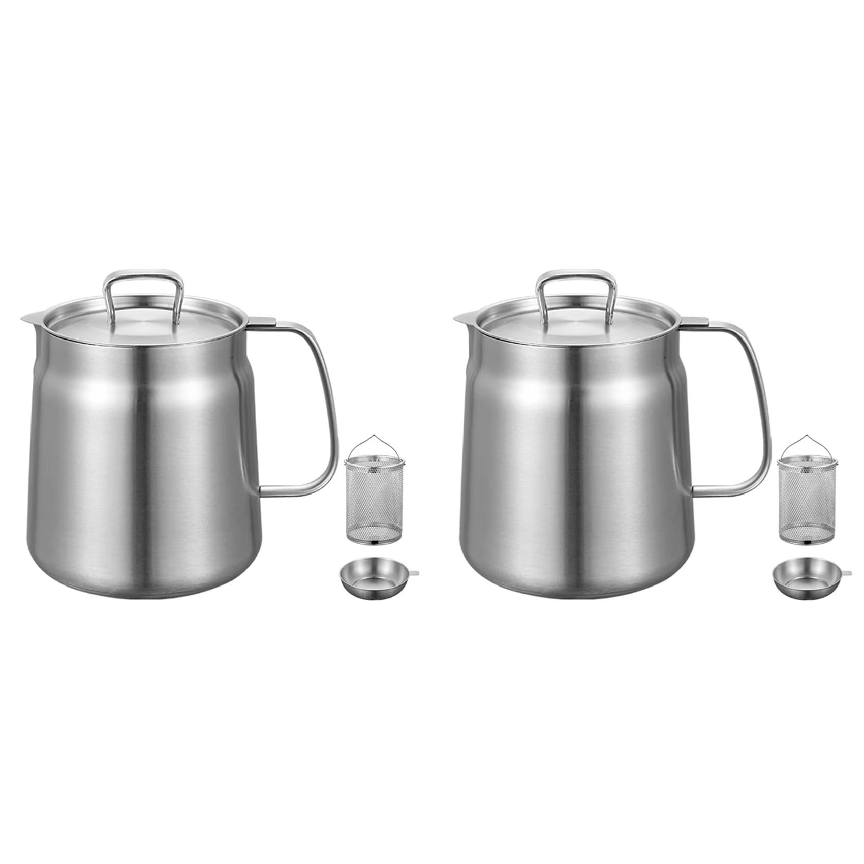Hndhbfgrt 2X Stainless Steel Fry Kitchen Pot 2L Kitchen Fryer Pan Large Capacity Multifunctional Oil Filter Tank Deep Frying Pot
