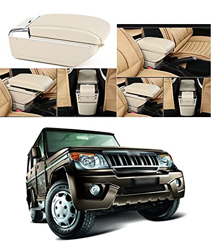 Image of Armrest with in-Built Glass Holder and Portable Ash Tray Arm Rest Console Compatible with B-olero