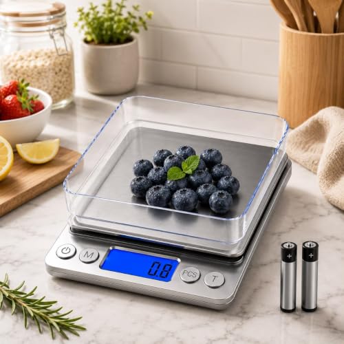 Balança de Cozinha Digital de Precisão 0,1g a 2kg, Função Tara e ...