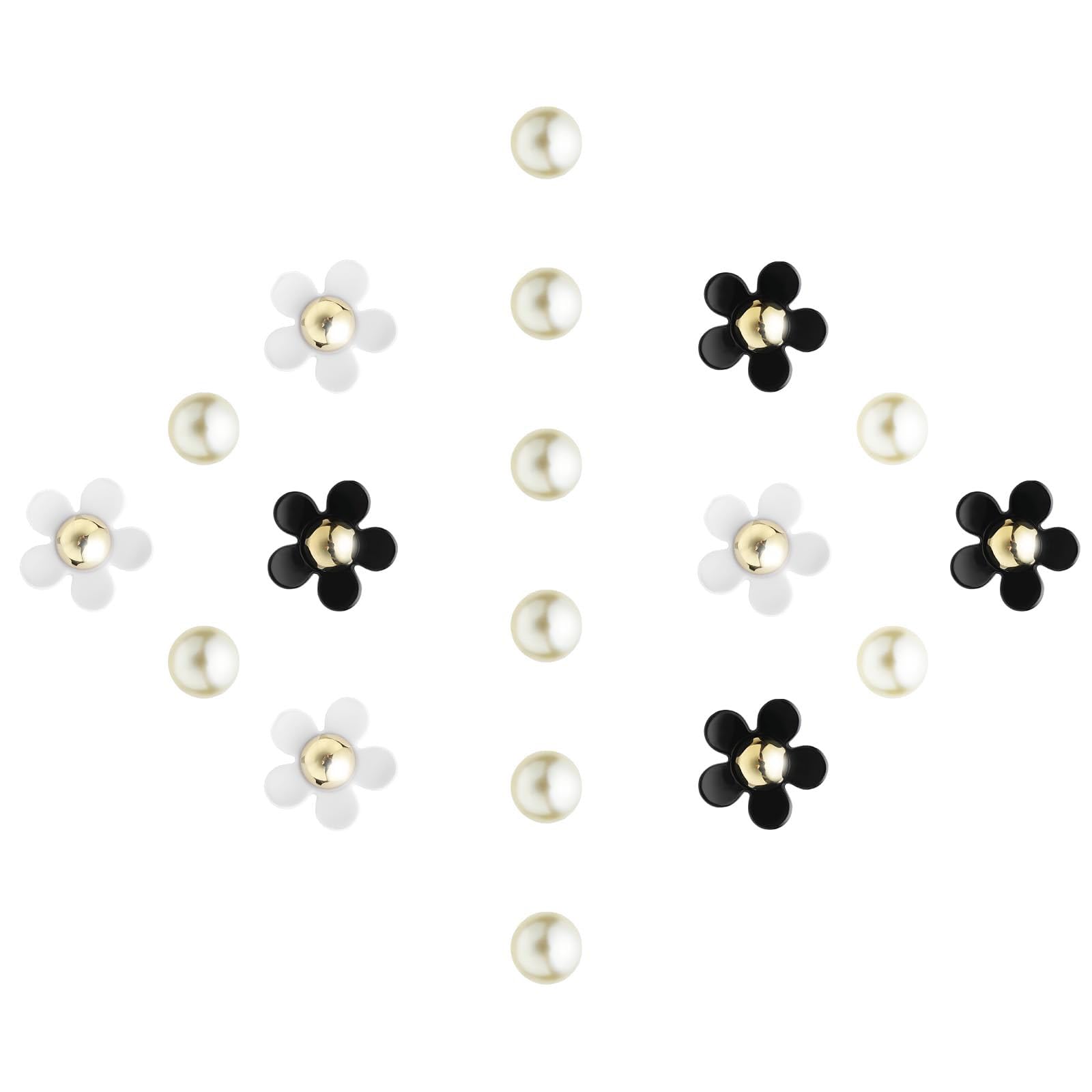 Flower Shoe Charms With Crystal Rhinestone Pearl Decoration - Cute Resin Bling Charms for Girls (18PCS)