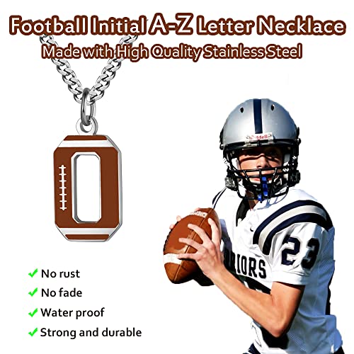 AIAINAGI Football Initial A-Z Letter Necklace for Men - Football Charm Pendant, Stainless Steel Silver Chain, 22inch Personalized Gift - Thumbnail 2