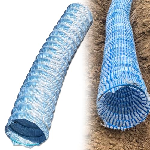Perforated Drainage Pipes, Soft Infiltration French Drain Pipe With Steel Wire, Non Woven Fabric Corrugated Landscape Drain Pipes, Easy Connect(L 3.3FT Dia 12IN)