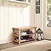 HOMFA Bamboo Shoe Rack Bench 3-Tier, Shoe Organizer, Storage Shelf, Good Load Bearing, Ideal for Entryway Hallway Living Room and Corridor Natural Color