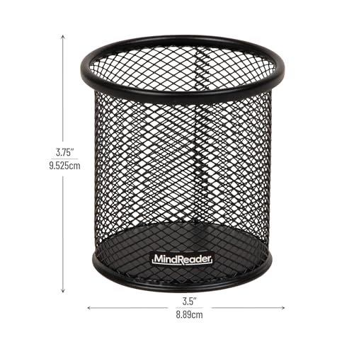 Mind Reader Pen and Accessories Holder, Desktop Organizer, Office, Metal Mesh, 3.5" L x 3.5" W x 3.75" H, Set of 3, Black - Image 4