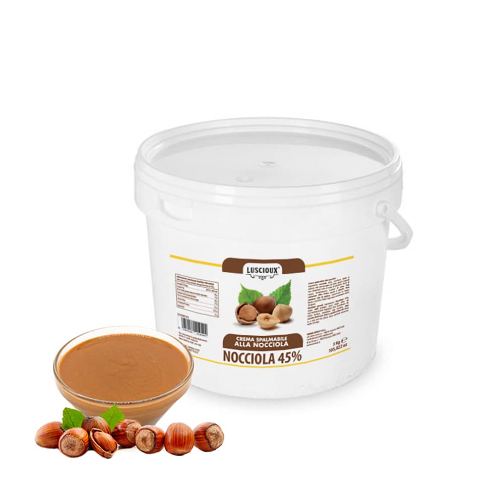 LUSCIOUX Crema Anidra Nocciola 45% per Farcitura - Secchiello da 3 Kg