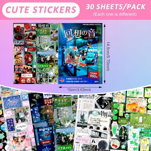 Image of ZURATO 30-Sheet Japanese Sticker Book with 990+ Retro Comic Style Kawaii Stickers for Scrapbooking, DIY Crafts, Planner, Diary, Bullet Journal & Decoration (Blue 990+ Sticker)