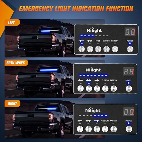 Image of Nilight 144LED Traffic Advisor Strobe Light Bar with Controller Blue | Emergency Warning Lights Hazard Interior Front /Rear Windshield Flashing for Cars Plow Trucks Construction Vehicles