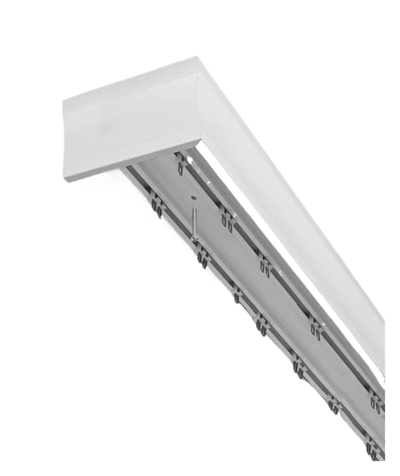 Curtain Track Double Tracks, Ceiling Mounted Double Rail Curtain Track Set Room Divider Valance Multiple Sizes(150cm/59.1in/4.9ft)