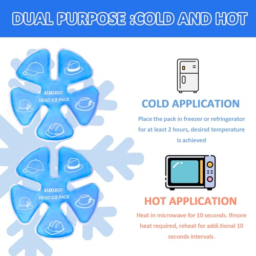 Image of Hat Ice Pack Insert - Reusable Cooling Gel Cap Liner for Baseball, Hard Hat, Construction & Outdoor Work, Cold Packs for Helmet, Head Cooling Relief for Summer Heat (2 Pack) Blue