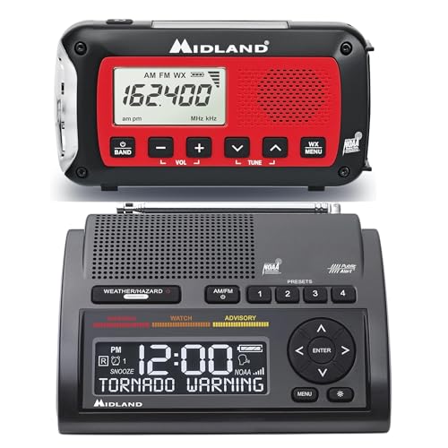 Midland Deluxe Home and Travel Emergency Radio - NOAA Weather Alert Scanner, Flashlight, Alarm Clock and AM/FM