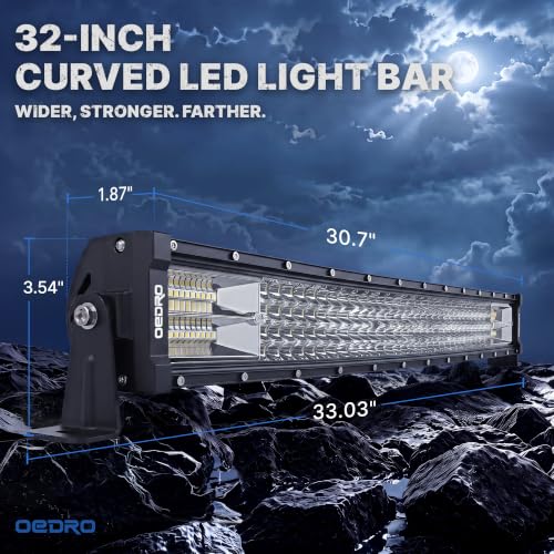 Image of OEDRO 32 Inch Curved LED Light Bar Quad-Row Spot Flood Combo | 768W Led Work Lights Off Road Driving Fog Lamp with Wiring Harness, Fit for Pickup SUV 4WD 4X4 ATV UTE Truck Tractor (12 /24V)