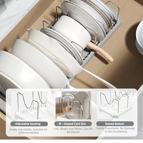 Expandable-Pot-and-Pan-Organizer-Rack-for-Kitchen-Cabinet-or-Under-Sink-Adjustable-Lid-Holder-with-7-Dividers-Space-Saving-Storage-for-Renters-Small-Homes-and-Busy-Cooks-White