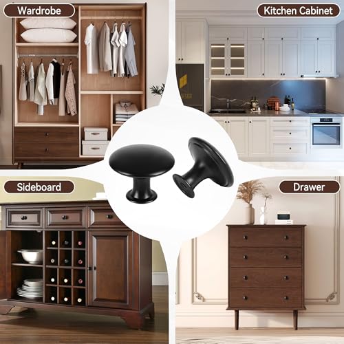 Vortix 15 Stück Möbelknöpfe Matt-Schwarz, Schrankgriffe Vintage, Metall Schubladengriffe schrankknöpfe 30 mm, ideal für Küchenschränke, Kommoden und Möbel-Upgrades (15, Schwarz)