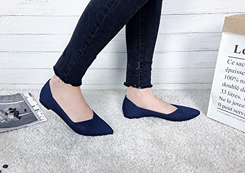 Image of FEVERSOLE Women's Woven Pointy Fashion Cutouts Breathable Knit Flat Shoes