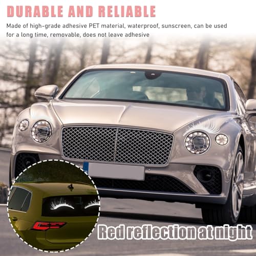 Image of Ohleats 2PCS Car Headlight Eyelash Stickers, Funny Cute Fake Eyelashes Bumper Window Decal, Waterproof Decoration Sticker for Auto Body Headlamp, Universal Exterior Car Accessories (White)