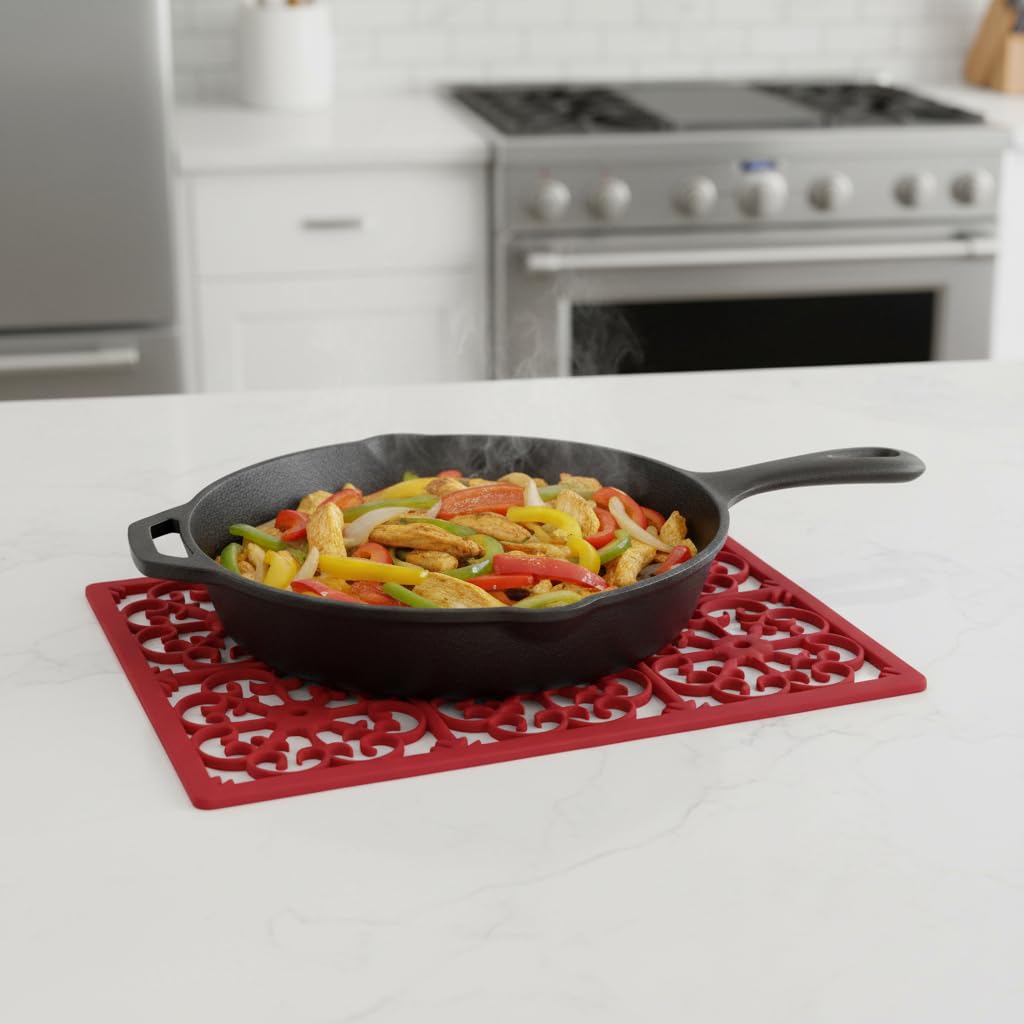 GASARÉ, Salvamanteles de silicona extra grande, grueso, para platos calientes, ollas y sartenes, tapete resistente al calor para encimera, almohadilla caliente para cocina, fácil de limpiar, 16 x 12 x