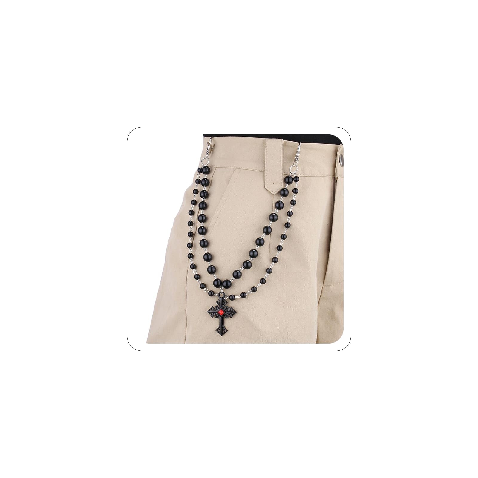 Jean Chains for Men Women Punk Hip Hop Pants Chain Gothic Black Cross Pant Chain Spider Web Spider Rivets Ghost Emo Accessories Halloween Cosplay