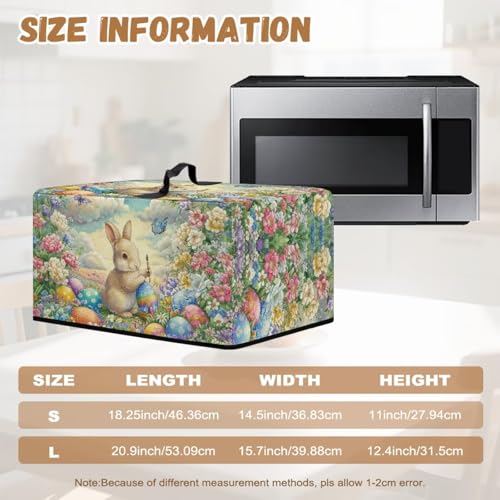 Image of Air Fryer Toaster Oven Dust Cover, Protective Countertop Microwave Oven Cover for Easter Decor, S, 18.25 x 14.5 x 11 Inches, Cartoon Bunny Floral Butterfly Easter Egg