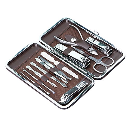 toohui Premium Set de manicura, Juego de 12 Acero Inoxidable Manicura y Pedicura para una perfecta uñas cuidado, Professional cortaúñas Herramientas, Grooming Kit de viaje con Bella Box