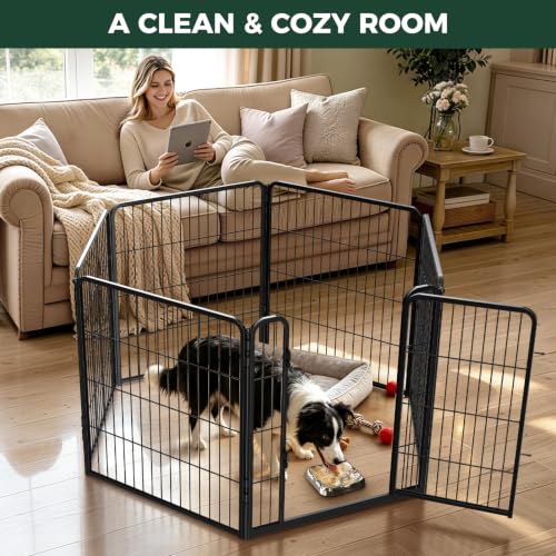 Image of FXW Homeplus Indoor Dog Playpen with Lick Mat, 32 inch H 6 Panels
