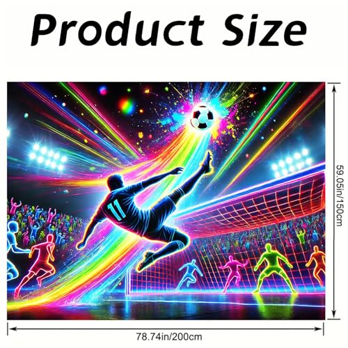Image of Nuxovilar Neon Soccer Match Wall Tapestry Polyester 78.74x59.05 In