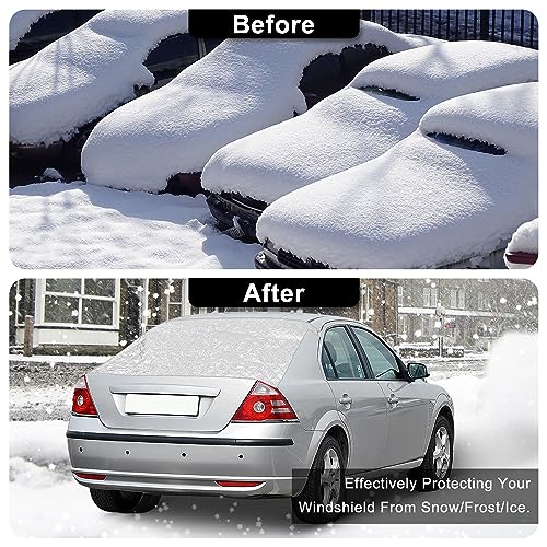 Image of X AUTOHAUX Black Rear Windshield Cover for Ice and Snow Magnetic Car Window Shades Anti Ice Dust Sun for Automotive Rear Windshield with Reflective Side