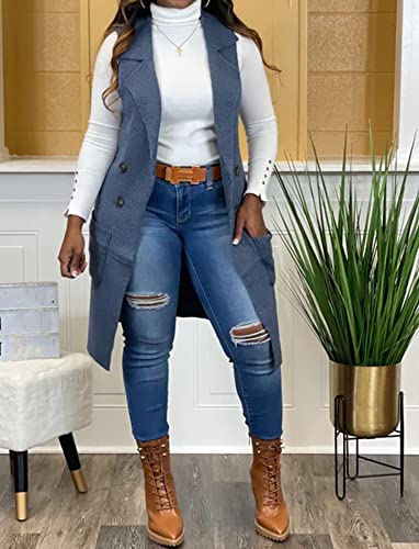 Image of Women's Casual Sleeveless Long Sweater Vest Open Front Cardigan Waistcoat