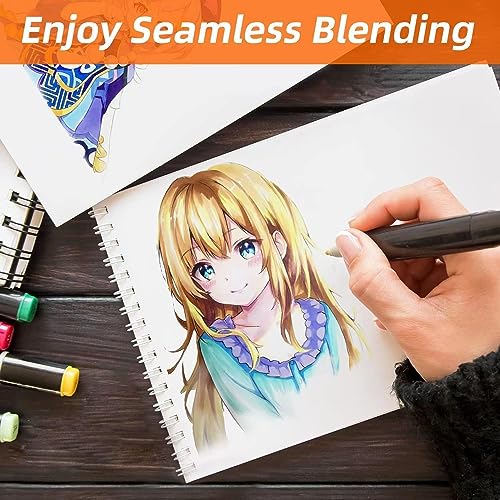 Image of Dual Tip Colorful Art Markers Sketch Pens 48 Colors with Carrying Case For Painting Sketching Calligraphy Drawing, Chisel & Fine Tip Permanent Colouring Marker For Kids Adult, Multicolor (48)