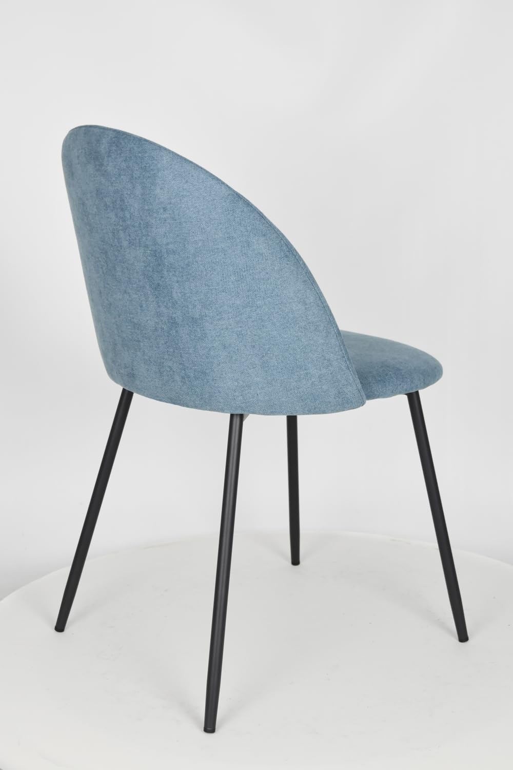 Juego de 4 sillas de Comedor Luna con Patas de Acero Negro Mate, Tejido Azul Vaquero
