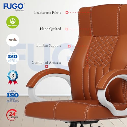 Image of FUGO FG21 Ergonomic Office Chair,Adjustable Height,Cushioned Back&Seat,Tilting Mechanism,Heavy Duty Metal Base,Dual Nylon Casters,Comfortable Desk Chair for Work,Home Office,3-Year Warranty(Tan)